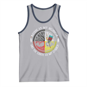 Native Americans Tank Top Nature Is My Religion And The Earth Is My Church Tree Peyote TS11 Athletic Heather Navy Print Your Wear