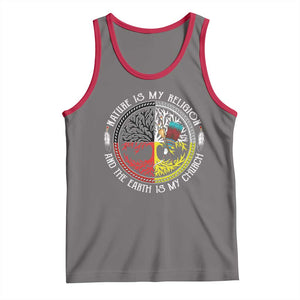 Native Americans Tank Top Nature Is My Religion And The Earth Is My Church Tree Peyote TS11 Deep Heather Red Print Your Wear