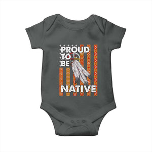 Native American Baby Onesie Proud To Be Native American Flag Tribal Prints Medicine Wheel TS11 Dark Heather Print Your Wear