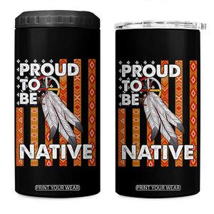Native American 4 in 1 Can Cooler Tumbler Proud To Be Native American Flag Tribal Prints Medicine Wheel TS11 One Size: 16 oz Black Print Your Wear