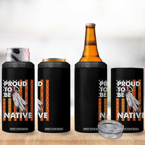 Native American 4 in 1 Can Cooler Tumbler Proud To Be Native American Flag Tribal Prints Medicine Wheel TS11 Print Your Wear