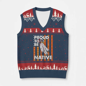 Native American V-Neck Knit Sweater Vest Proud To Be Native American Flag Tribal Prints Medicine Wheel TS11 Navy Red Print Your Wear