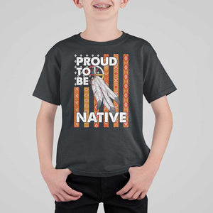 Native American T Shirt For Kid Proud To Be Native American Flag Tribal Prints Medicine Wheel TS11 Black Print Your Wear
