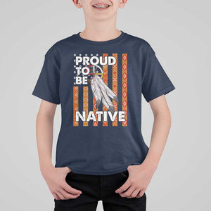Native American T Shirt For Kid Proud To Be Native American Flag Tribal Prints Medicine Wheel TS11 Navy Print Your Wear
