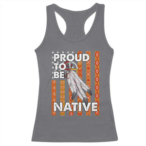 Native American Racerback Tank Top Proud To Be Native American Flag Tribal Prints Medicine Wheel TS11 Charcoal Print Your Wear