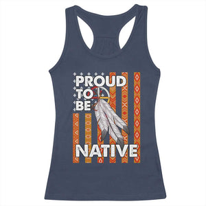 Native American Racerback Tank Top Proud To Be Native American Flag Tribal Prints Medicine Wheel TS11 Navy Print Your Wear