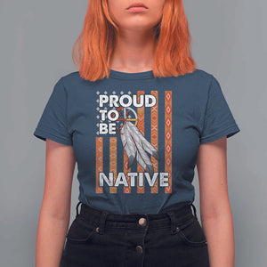 Native American T Shirt For Women Proud To Be Native American Flag Tribal Prints Medicine Wheel TS11 Navy Print Your Wear