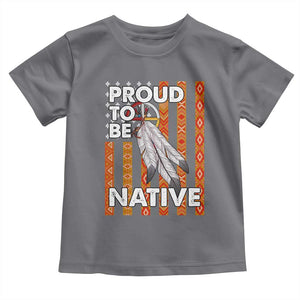 Native American Toddler T Shirt Proud To Be Native American Flag Tribal Prints Medicine Wheel TS11 Charcoal Print Your Wear
