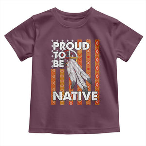 Native American Toddler T Shirt Proud To Be Native American Flag Tribal Prints Medicine Wheel TS11 Maroon Print Your Wear