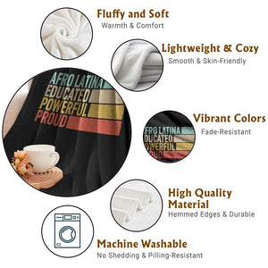 Afro Latina Throw Blanket Educated Powerful Proud Hispanic Heritage Month TS11 Print Your Wear