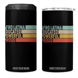 Afro Latina 4 in 1 Can Cooler Tumbler Educated Powerful Proud Hispanic Heritage Month TS11 One Size: 16 oz Black Print Your Wear