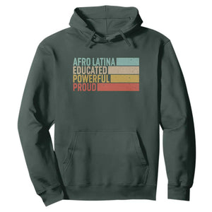 Afro Latina Hoodie Educated Powerful Proud Hispanic Heritage Month TS11 Dark Forest Green Print Your Wear