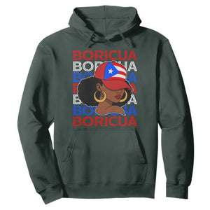 Puerto Rico Boricua Girl Proud Puerto Rican Hispanic Heritage Hoodie TS11 Dark Forest Green Print Your Wear
