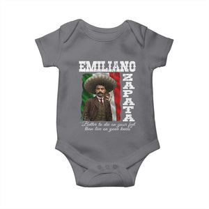 Emiliano Zapata Baby Onesie Better To Die On Your Feet Than Live On Your Knees Mexican Revolution TS11 Charcoal Print Your Wear