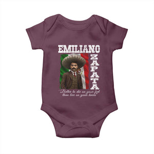 Emiliano Zapata Baby Onesie Better To Die On Your Feet Than Live On Your Knees Mexican Revolution TS11 Maroon Print Your Wear