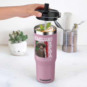 Emiliano Zapata Flip Straw Tumbler Better To Die On Your Feet Than Live On Your Knees Mexican Revolution TS11 One Size: 30 oz Light Pink Print Your Wear