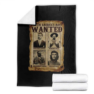 Latin America's Most Wanted Revolution Latino Hispanic Heritage Throw Blanket Wanted Sign TS11 Black Print Your Wear