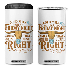 Funny Cold Milk On A Friday Night And A Onesie That Fits Just Right 4 in 1 Can Cooler Tumbler Longhorn Cow Skull TS11 One Size: 16 oz White Print Your Wear
