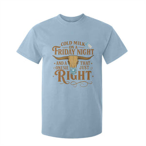 Funny Cold Milk On A Friday Night And A Onesie That Fits Just Right T Shirt For Kid Longhorn Cow Skull TS11 Light Blue Print Your Wear