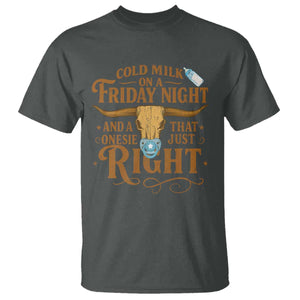 Funny Cold Milk On A Friday Night And A Onesie That Fits Just Right T Shirt Longhorn Cow Skull TS11 Dark Heather Print Your Wear
