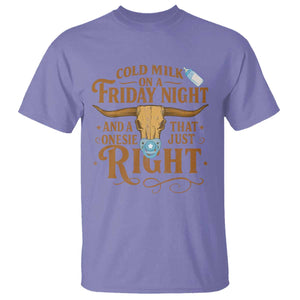 Funny Cold Milk On A Friday Night And A Onesie That Fits Just Right T Shirt Longhorn Cow Skull TS11 Violet Print Your Wear