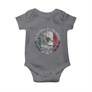 Mexican Pride Baby Onesie La Patria Es Primero Coat Of Arms TS11 Charcoal Print Your Wear