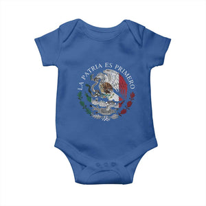 Mexican Pride Baby Onesie La Patria Es Primero Coat Of Arms TS11 Royal Blue Print Your Wear