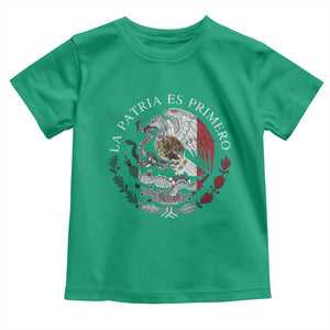 Mexican Pride Toddler T Shirt La Patria Es Primero Coat Of Arms TS11 Irish Green Print Your Wear