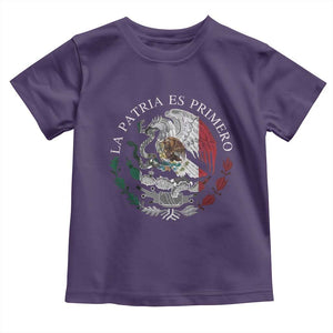 Mexican Pride Toddler T Shirt La Patria Es Primero Coat Of Arms TS11 Purple Print Your Wear
