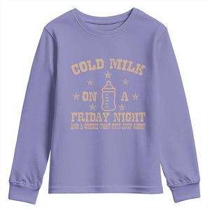 Funny Cold Milk On A Friday Night And A Onesie That Fits Just Right Youth Sweatshirt TS11 Violet Print Your Wear
