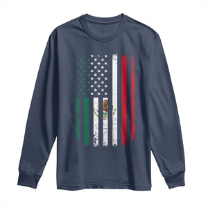 Mexican American Flag Mexican Roots Mexico America Long Sleeve Shirt TS11 Navy Print Your Wear