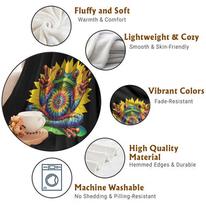 Tie Dye Frog Peace Sign Hippie Sunflower Throw Blanket TS11 Print Your Wear