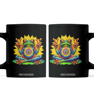 Tie Dye Frog Peace Sign Hippie Sunflower Coffee Mug TS11 Black Print Your Wear