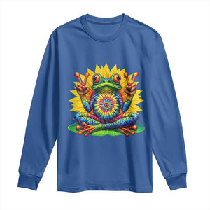 Tie Dye Frog Peace Sign Hippie Sunflower Long Sleeve Shirt TS11 Royal Blue Print Your Wear