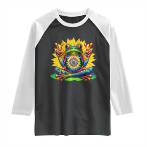 Tie Dye Frog Peace Sign Hippie Sunflower Raglan Shirt TS11 Black White Print Your Wear