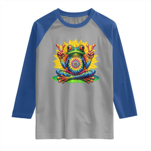 Tie Dye Frog Peace Sign Hippie Sunflower Raglan Shirt TS11 Sport Gray Royal Print Your Wear