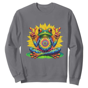 Tie Dye Frog Peace Sign Hippie Sunflower Sweatshirt TS11 Charcoal Print Your Wear