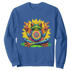Tie Dye Frog Peace Sign Hippie Sunflower Sweatshirt TS11 Royal Blue Print Your Wear
