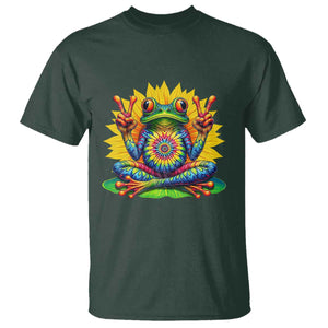 Tie Dye Frog Peace Sign Hippie Sunflower T Shirt TS11 Dark Forest Green Print Your Wear