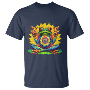 Tie Dye Frog Peace Sign Hippie Sunflower T Shirt TS11 Navy Print Your Wear