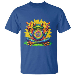 Tie Dye Frog Peace Sign Hippie Sunflower T Shirt TS11 Royal Blue Print Your Wear