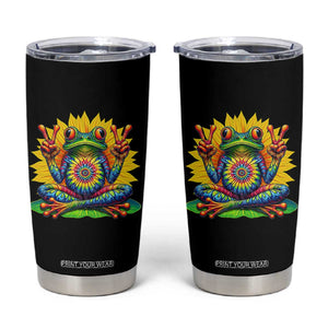 Tie Dye Frog Peace Sign Hippie Sunflower Tumbler Cup TS11 Black Print Your Wear