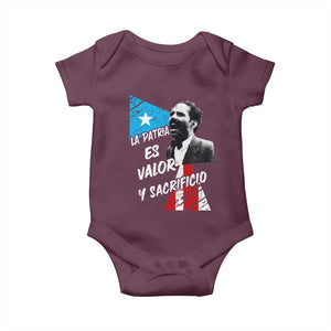 Pedro Albizu Campos Baby Onesie La Patria Es Valor Y Sacrificio Puerto Rican Leader TS11 Maroon Print Your Wear