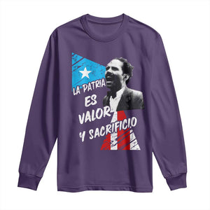 Pedro Albizu Campos Long Sleeve Shirt La Patria Es Valor Y Sacrificio Puerto Rican Leader TS11 Purple Print Your Wear