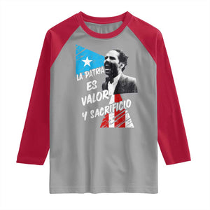 Pedro Albizu Campos Raglan Shirt La Patria Es Valor Y Sacrificio Puerto Rican Leader TS11 Sport Gray Red Print Your Wear