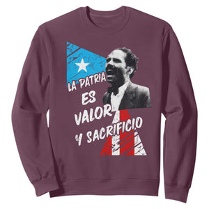 Pedro Albizu Campos Sweatshirt La Patria Es Valor Y Sacrificio Puerto Rican Leader TS11 Maroon Print Your Wear