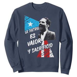 Pedro Albizu Campos Sweatshirt La Patria Es Valor Y Sacrificio Puerto Rican Leader TS11 Navy Print Your Wear