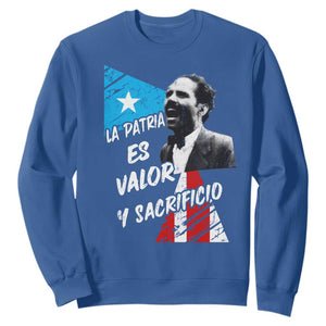 Pedro Albizu Campos Sweatshirt La Patria Es Valor Y Sacrificio Puerto Rican Leader TS11 Royal Blue Print Your Wear