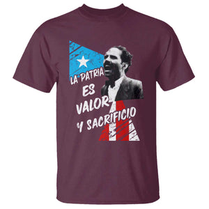 Pedro Albizu Campos T Shirt La Patria Es Valor Y Sacrificio Puerto Rican Leader TS11 Maroon Print Your Wear