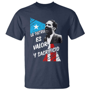 Pedro Albizu Campos T Shirt La Patria Es Valor Y Sacrificio Puerto Rican Leader TS11 Navy Print Your Wear